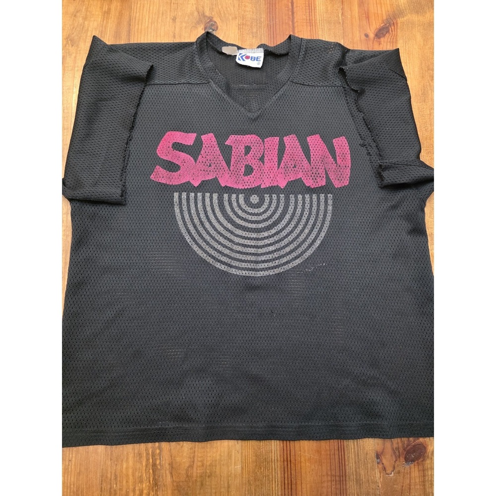 Sabian Cymbals Vintage Hockey Jersey Black Mens 80s 90s Kobe Drummer